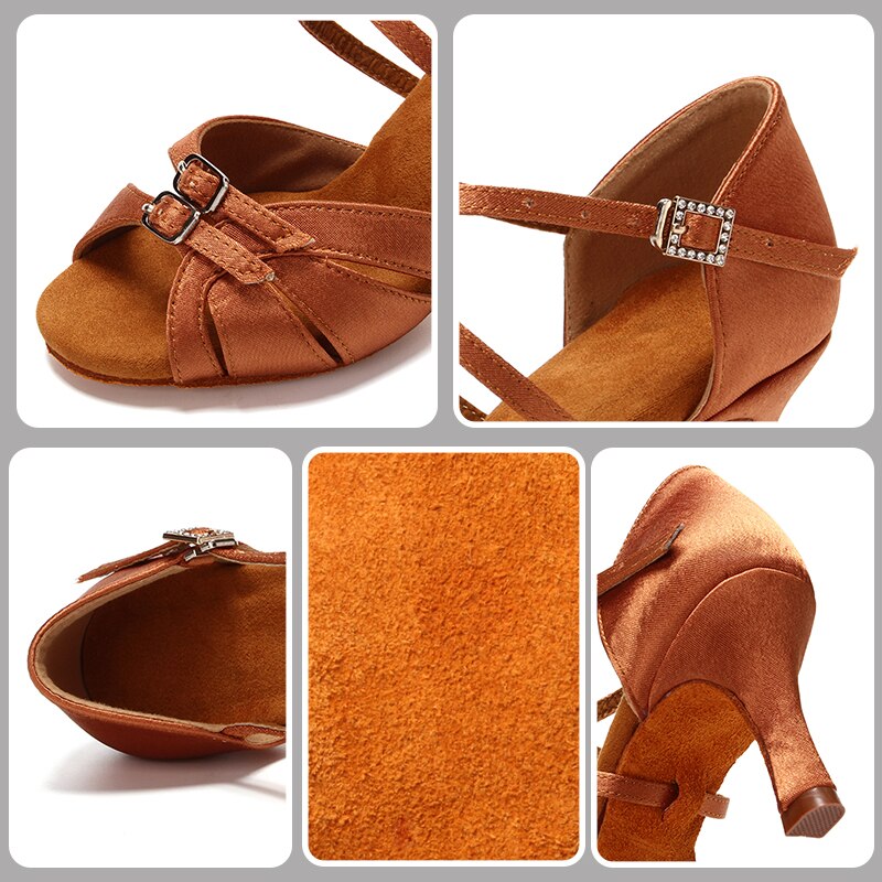 SWDZM Ballroom Women Latin Dance Shoes Modern Pole Dance Shoes Salsa Tango High Heel Adjustable Latin Shoes For Girls Ladies