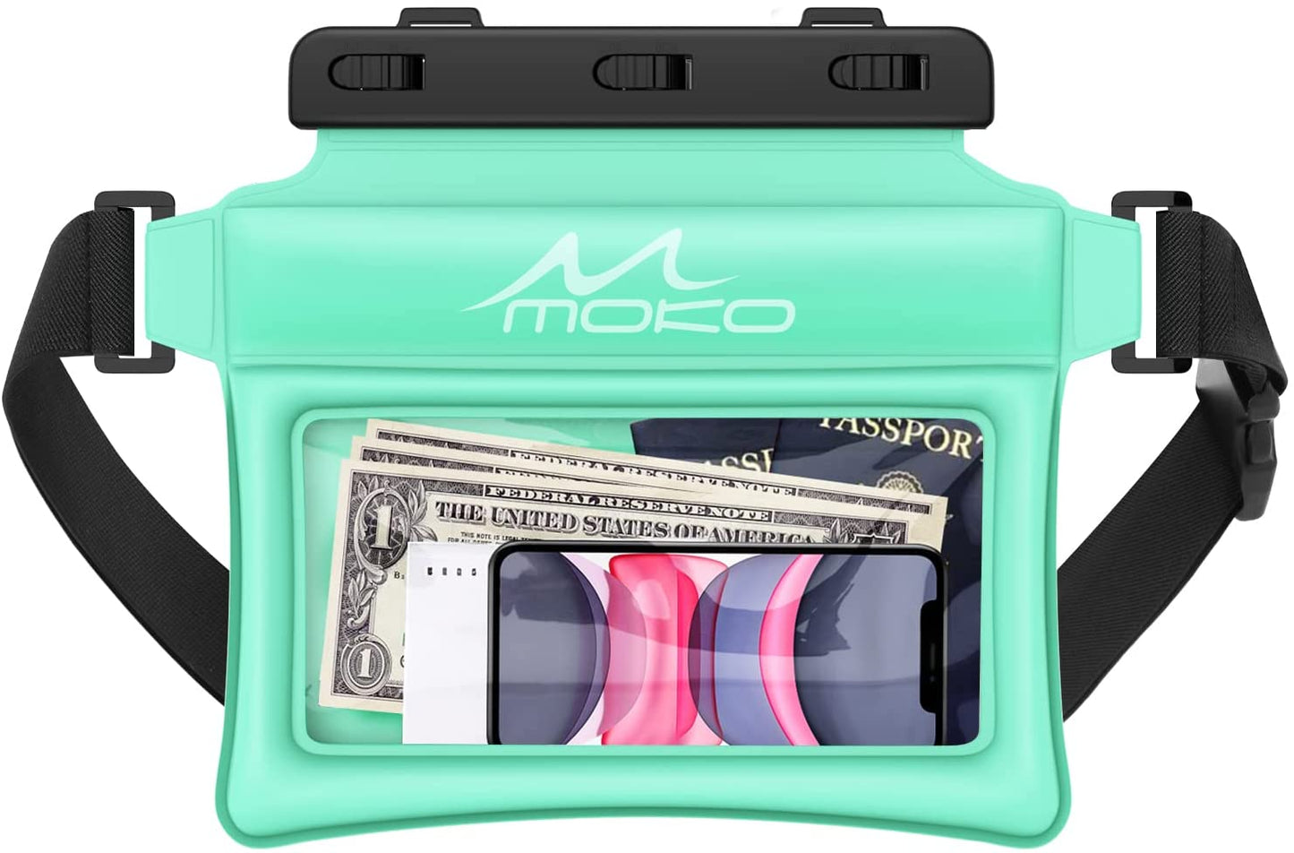 MoKo Waterproof Phone Pouch Fanny Pack Floating Dry Bag Swimming Waist Bag Underwater Ski Drift Diving for iPhone 13/13 Pro Max