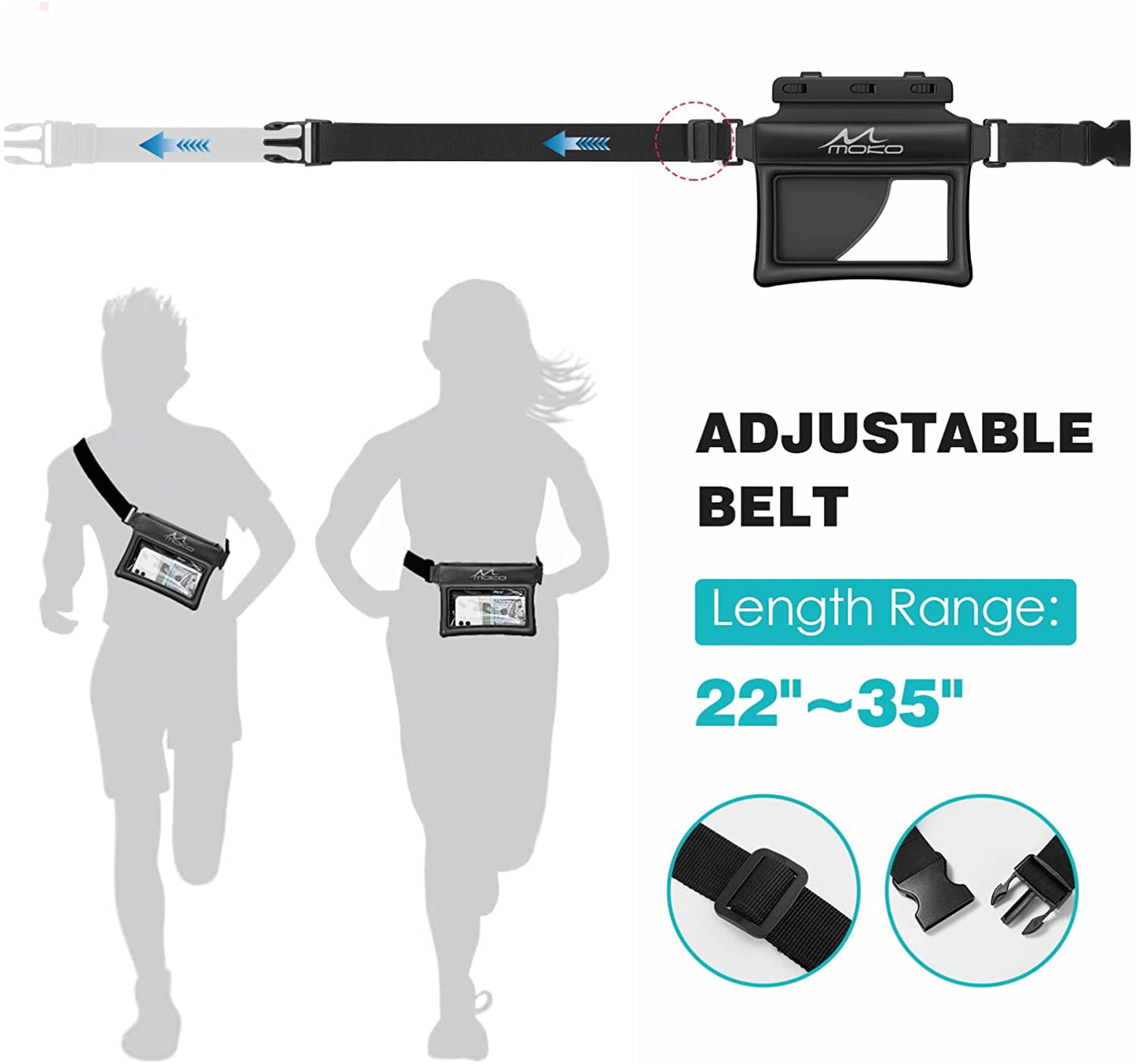 MoKo Waterproof Phone Pouch Fanny Pack Floating Dry Bag Swimming Waist Bag Underwater Ski Drift Diving for iPhone 13/13 Pro Max