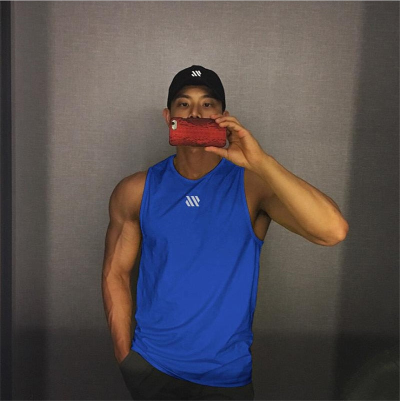 2023 Mens fitness gyms Tank top men Fitness sleeveless shirt Male mesh breathable Sports vest Undershirt Gyms Running vest men