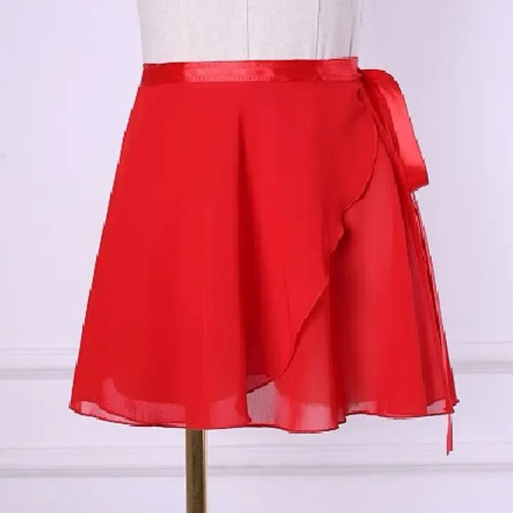 USHINE Ballet Dance Chiffon Skirt Pure Color Floral Print Practice Leotard Ballet Dance Dress Woman Children