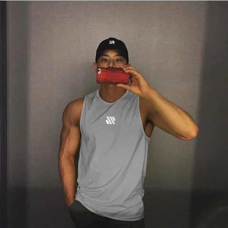 2023 Mens fitness gyms Tank top men Fitness sleeveless shirt Male mesh breathable Sports vest Undershirt Gyms Running vest men