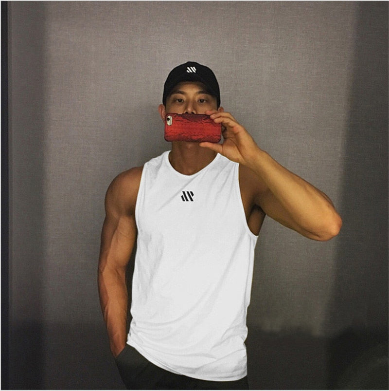 2023 Mens fitness gyms Tank top men Fitness sleeveless shirt Male mesh breathable Sports vest Undershirt Gyms Running vest men