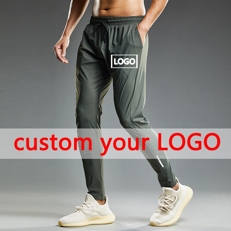 Summer Thin Men's Jogging Sweatpants Custom LOGO Running Sport Pants Elastic Shrink Leg Casual Outdoor Training Fitness Trousers