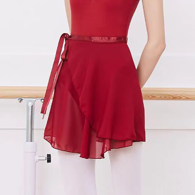 USHINE Ballet Dance Chiffon Skirt Pure Color Floral Print Practice Leotard Ballet Dance Dress Woman Children