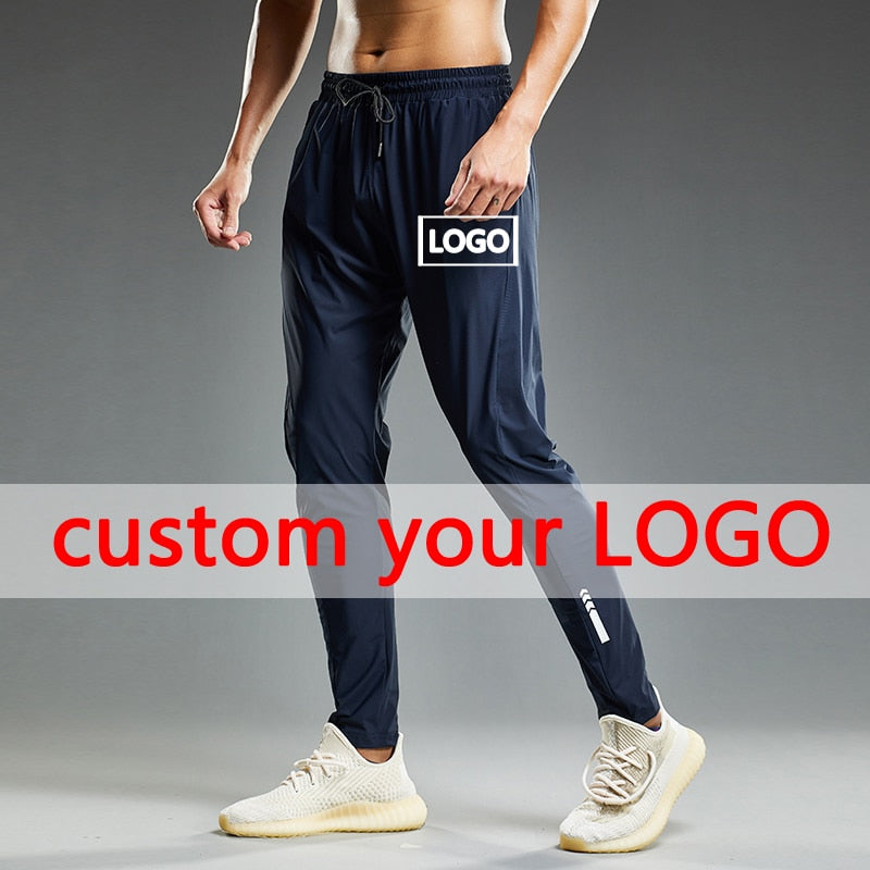 Summer Thin Men's Jogging Sweatpants Custom LOGO Running Sport Pants Elastic Shrink Leg Casual Outdoor Training Fitness Trousers