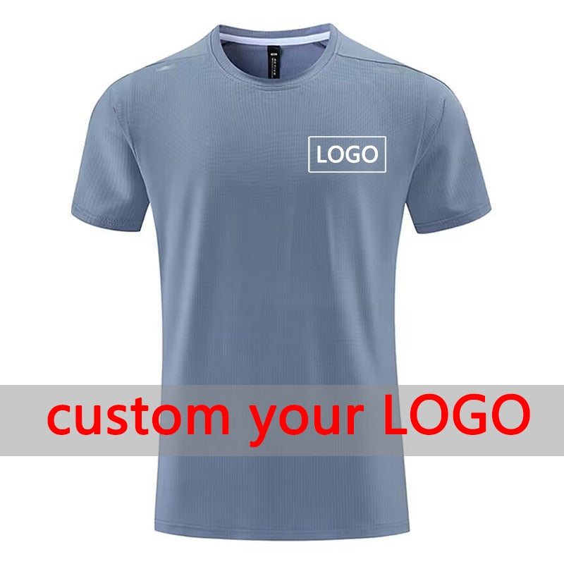 Custom LOGO Men Running T-shirt Fitness Sports Top Gym Training Shirt Jogging Casual Sportswear Quick Dry Outdoor Sports Shirt