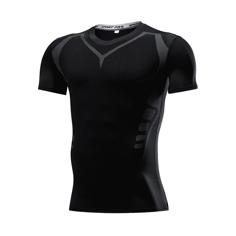 Men&#39;s Running Compression Tshirts Quick Dry Soccer Jersey Fitness Tight Sportswear Gym Sport Short Sleeve Shirt Breathable