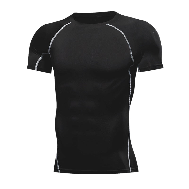 Men&#39;s Running Compression Tshirts Quick Dry Soccer Jersey Fitness Tight Sportswear Gym Sport Short Sleeve Shirt Breathable