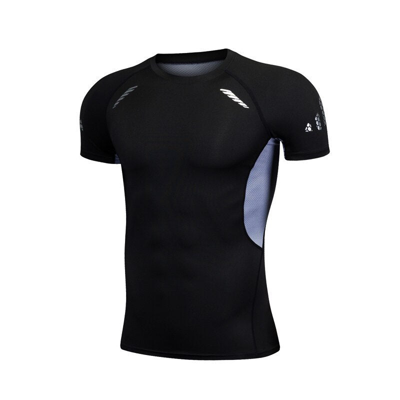 Men&#39;s Running Compression Tshirts Quick Dry Soccer Jersey Fitness Tight Sportswear Gym Sport Short Sleeve Shirt Breathable