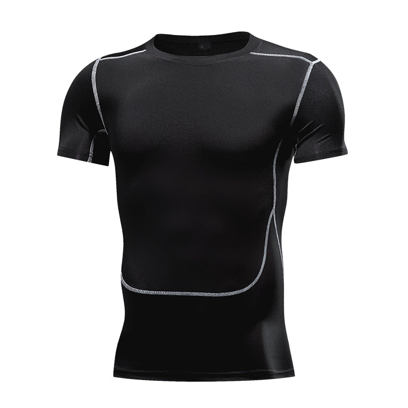 Men&#39;s Running Compression Tshirts Quick Dry Soccer Jersey Fitness Tight Sportswear Gym Sport Short Sleeve Shirt Breathable