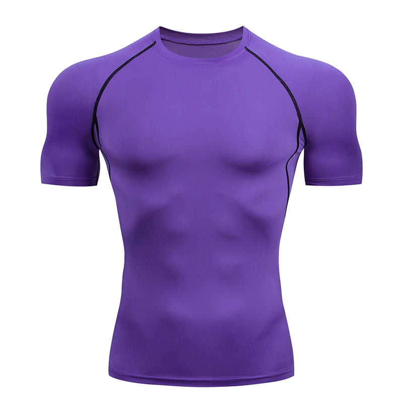 Men&#39;s Running Compression Tshirts Quick Dry Soccer Jersey Fitness Tight Sportswear Gym Sport Short Sleeve Shirt Breathable