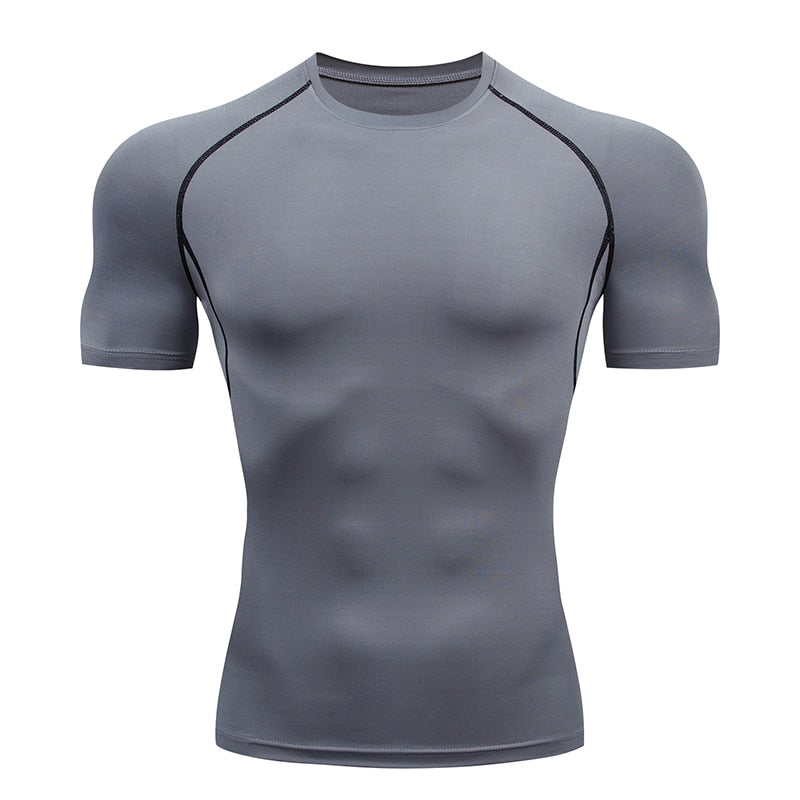 Men&#39;s Running Compression Tshirts Quick Dry Soccer Jersey Fitness Tight Sportswear Gym Sport Short Sleeve Shirt Breathable