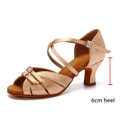 SWDZM Ballroom Women Latin Dance Shoes Modern Pole Dance Shoes Salsa Tango High Heel Adjustable Latin Shoes For Girls Ladies