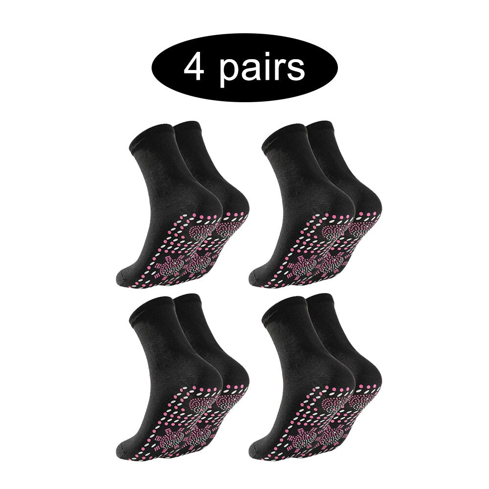 1/2/4Pair Self-heating Socks Men Women Health Warming Fever Sock Non-slip Dot Foot Massage Magnetic Therapy Relieve Tired Winter