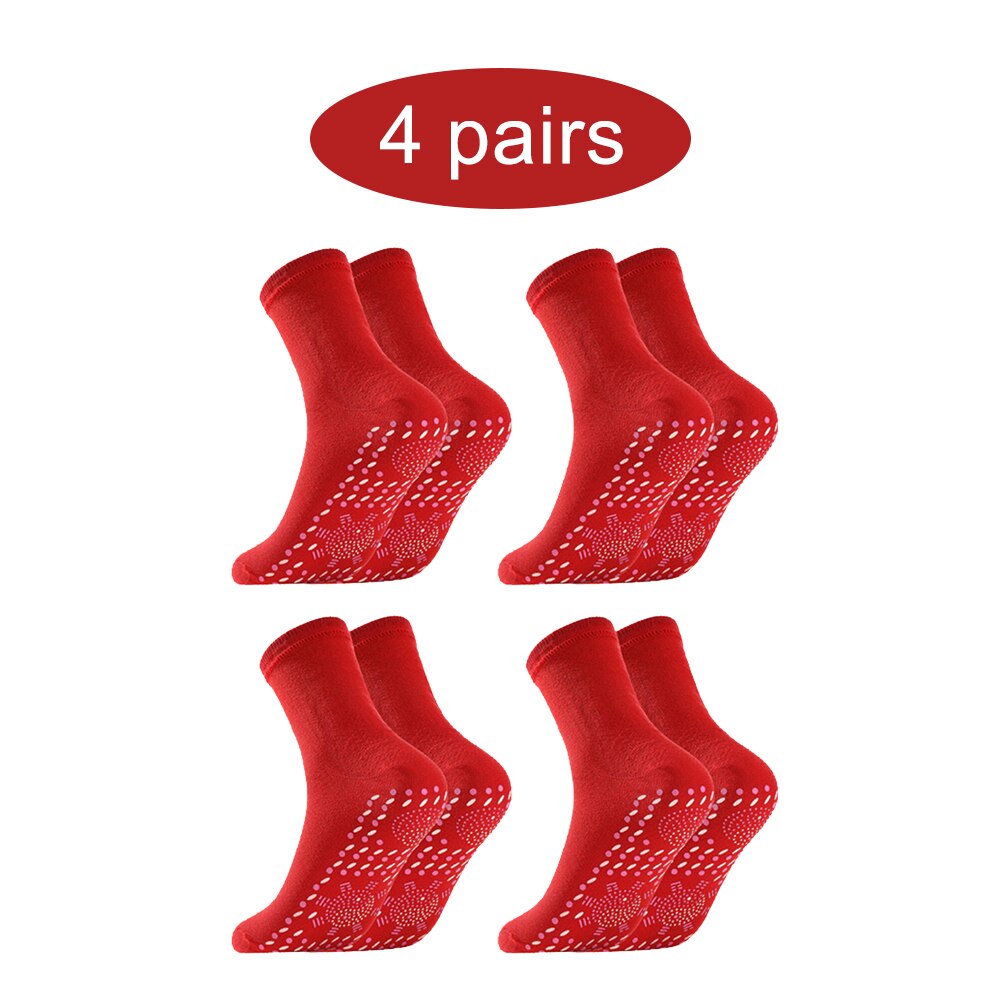 1/2/4Pair Self-heating Socks Men Women Health Warming Fever Sock Non-slip Dot Foot Massage Magnetic Therapy Relieve Tired Winter