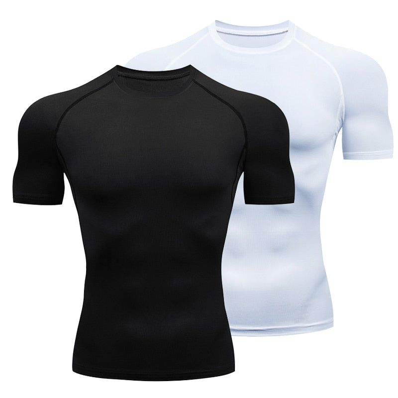 Men&#39;s Running Compression Tshirts Quick Dry Soccer Jersey Fitness Tight Sportswear Gym Sport Short Sleeve Shirt Breathable