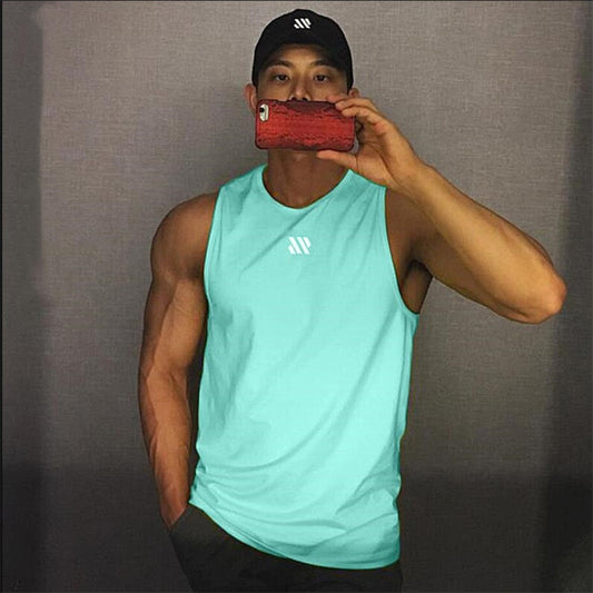 2023 Mens fitness gyms Tank top men Fitness sleeveless shirt Male mesh breathable Sports vest Undershirt Gyms Running vest men